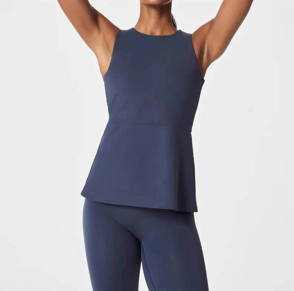NEW SPANX active peplum tank in dark storm